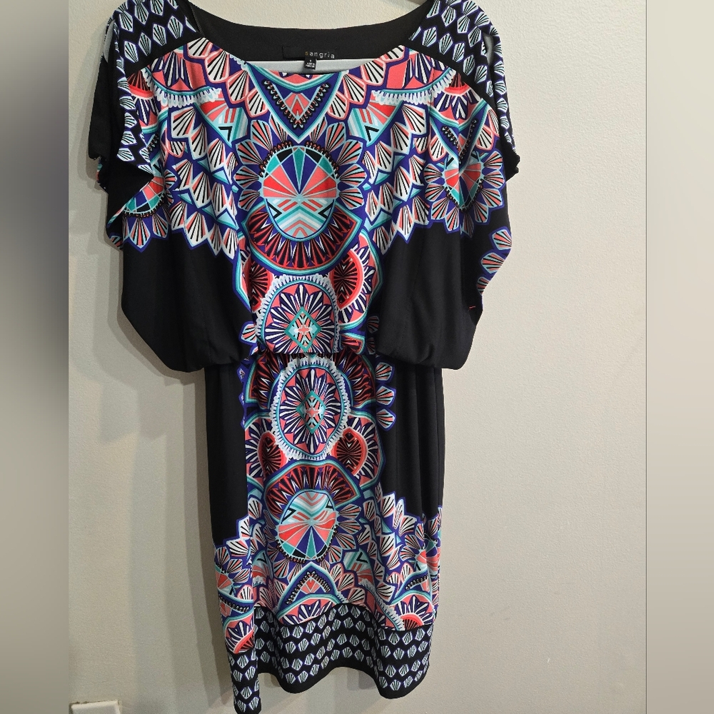 Signature by Sangria Multicolor Geometric Dress Sz 8 - Picture 4 of 9